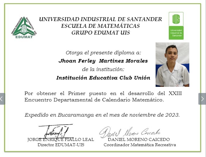 primer puesto calendario mat
