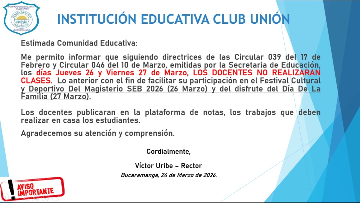 No clases marzo 26 y 27